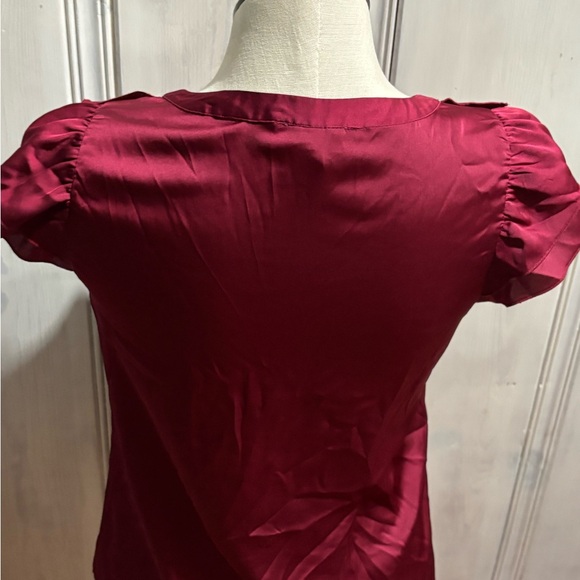 LOFT Deep Red Ruffle Blouse - Picture 4 of 5